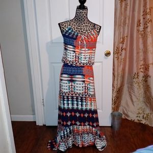 CATO Print Ruffled Top Dress